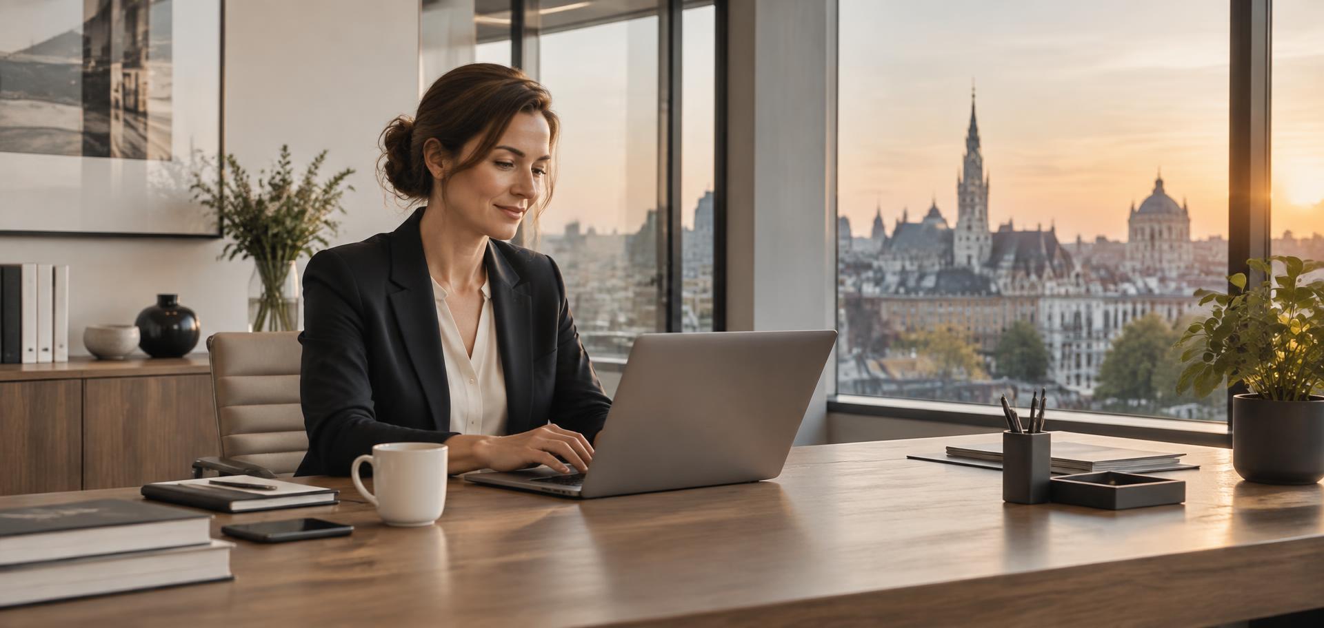 Administratief professional werkt in een moderne kantooromgeving